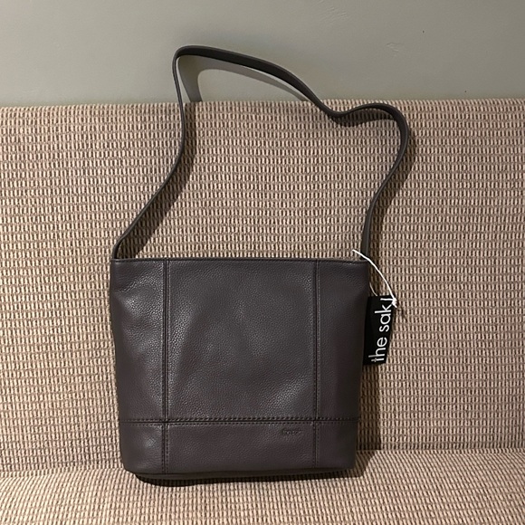 THE SAK Slate Grey Genuine Leather De Young Hobo Shoulder Bag - Picture 11 of 12